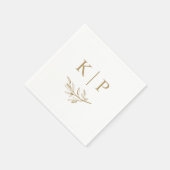 Elegant Wedding Monogram Greenery leaves  スタンダードカクテルナプキン (角)