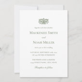 Elegant Wedding Monogram Invitation Ornate Green 招待状 (正面)