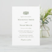 Elegant Wedding Monogram Invitation Ornate Green 招待状 (スタンド正面)