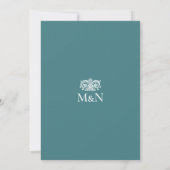 Elegant Wedding Monogram Invitation Ornate Teal 招待状 (裏面)