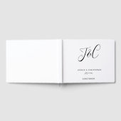 Elegant Wedding Monogram Modern Script Black White ゲストブック (全面)