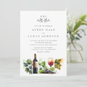 Elegant Wedding Monogram Watercolor Winery 招待状 (スタンド正面)