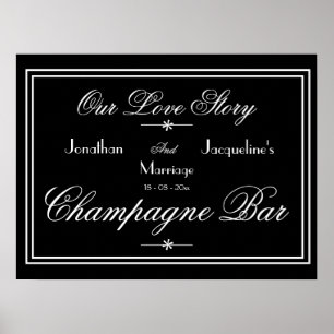 Elegant Wedding Open Bar Champagne Bar Sign ポスター