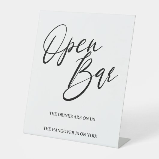 Elegant Wedding Open Bar Tabletop Sign – Modern  台座サイン (正面)