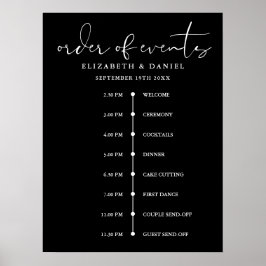 Elegant Wedding Order Of Events Timeline Sign ポスター