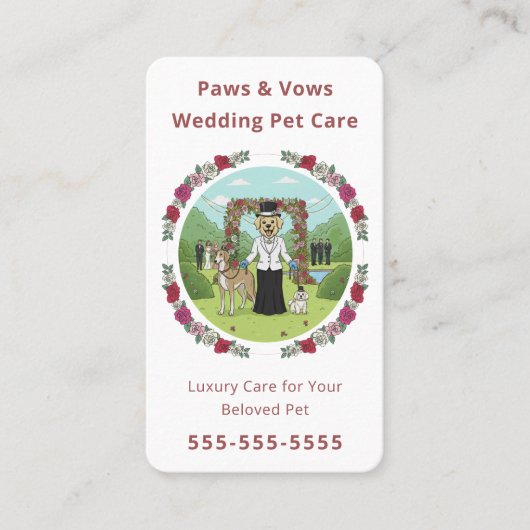 Elegant Wedding Pet Sitter Wedding Pet Attendant 名刺 (正面)