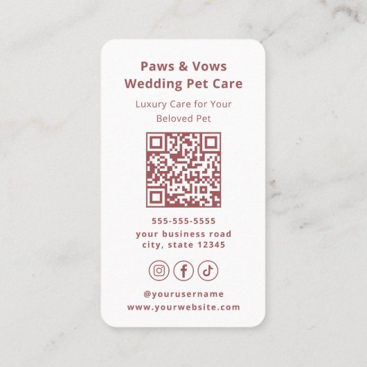 Elegant Wedding Pet Sitter Wedding Pet Attendant 名刺 (裏面)