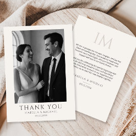 Elegant Wedding Photo Card With Message サンキューカード