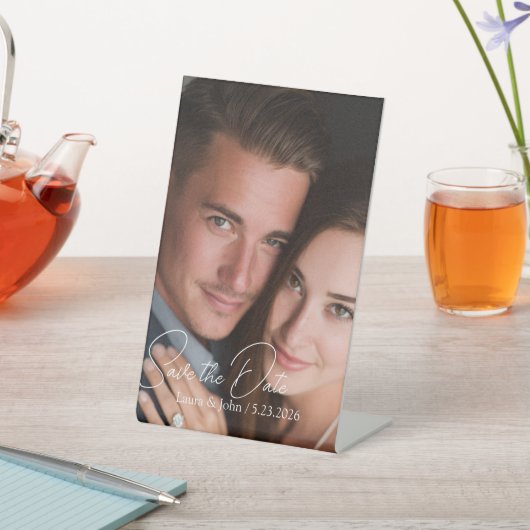 Elegant Wedding Photo Save The Date Pedestal Sign 台座サイン (インサイチュ)