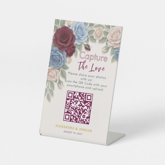 Elegant Wedding Photo Sharing With QR Code  台座サイン (正面)