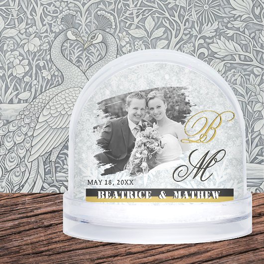 Elegant Wedding Photo Snow Globe, Anniversary