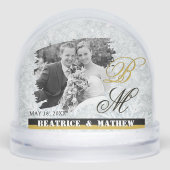 Elegant Wedding Photo Snow Globe, Anniversary (正面)