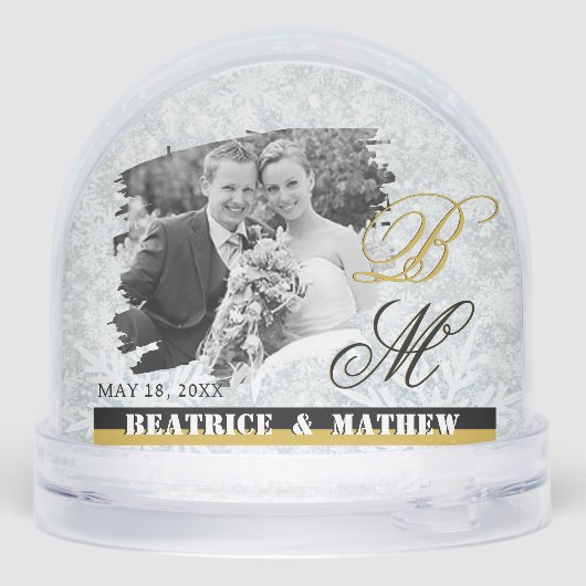 Elegant Wedding Photo Snow Globe, Anniversary (裏面)