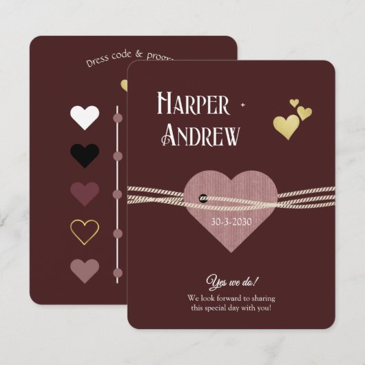 Elegant Wedding Program/ Dress Code Card  招待状 (正面/裏面)