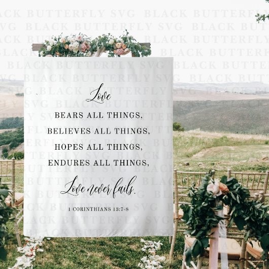 Elegant Wedding Quote Backdrop Banner  タペストリー