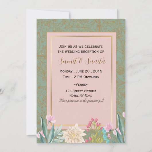 Elegant Wedding Reception Party Invitation Card 招待状 (正面)