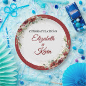 Elegant Wedding Red Rose ペーパープレート (パーティー)