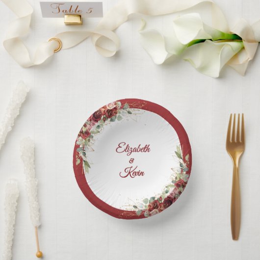 Elegant Wedding Red Rose ペーパーボウル (ウェディング)