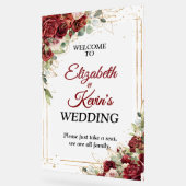 Elegant Wedding Red Rose Acrylic Welcome Sign アクリルサイン (傾斜)