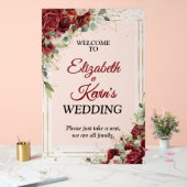 Elegant Wedding Red Rose Acrylic Welcome Sign アクリルサイン (ウェディング)