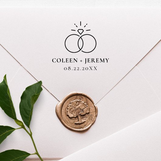 Elegant Wedding Rings Custom Save The Date ラバースタンプ