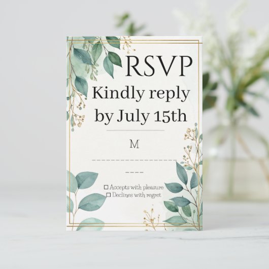 Elegant Wedding RSVP Card (スタンド正面)