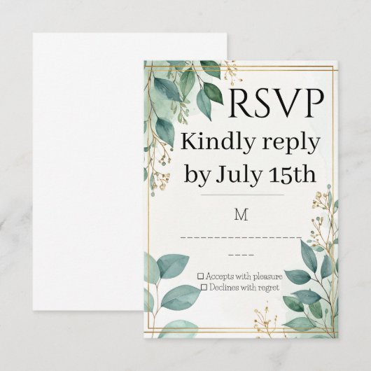 Elegant Wedding RSVP Card (正面/裏面)