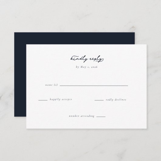 Elegant Wedding RSVP Card (正面/裏面)