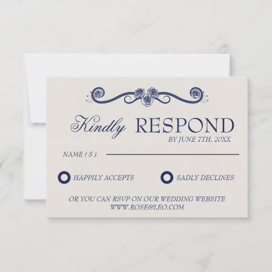 Elegant Wedding RSVP Card | Boho Old Money Vintage (正面)