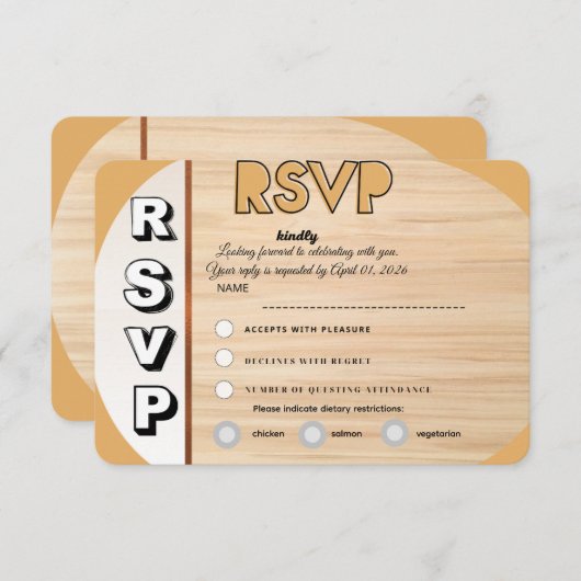 Elegant Wedding RSVP Card | Customizable Reply  (正面/裏面)