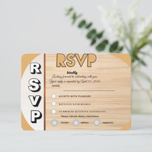 Elegant Wedding RSVP Card | Customizable Reply  (スタンド正面)