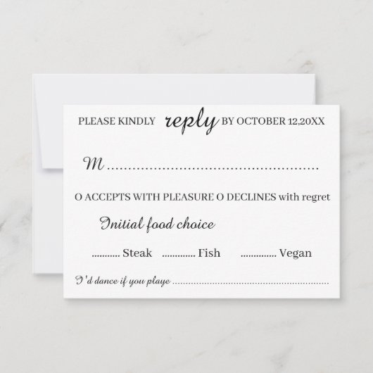 Elegant Wedding RSVP Card  Minimalist Custom Reply (正面)