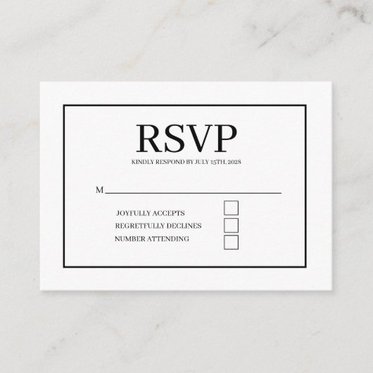 elegant wedding RSVP enclosure card  エンクロージャーカード (正面)
