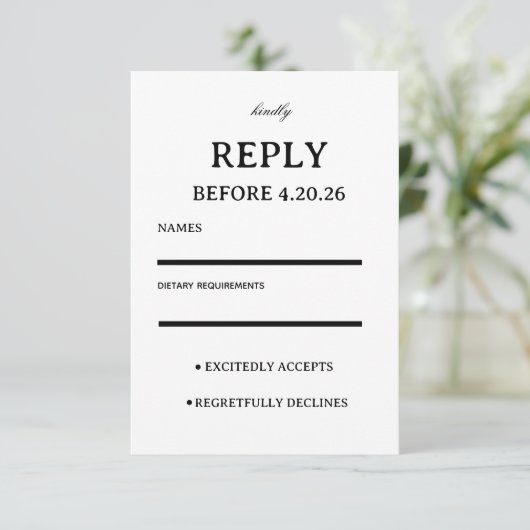 Elegant Wedding RSVP Template (スタンド正面)