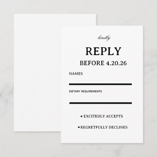 Elegant Wedding RSVP Template (正面/裏面)
