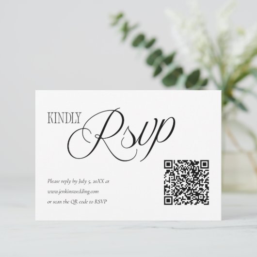 Elegant Wedding RSVP with QR code Card (スタンド正面)