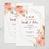 Elegant Wedding Save The Date Minimal Design 招待状 (正面/裏面)