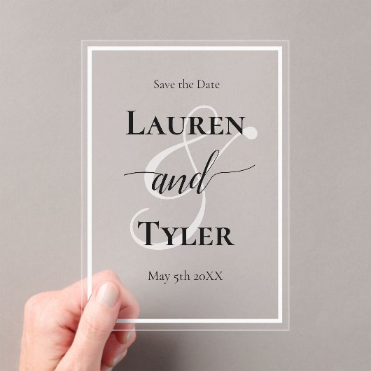 Elegant Wedding Save the Date - Monogram Template アクリル招待状 (インサイチュ (ポータブル))