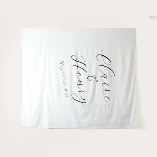 Elegant Wedding Script Tapestry Backdrop タペストリー (正面(横))
