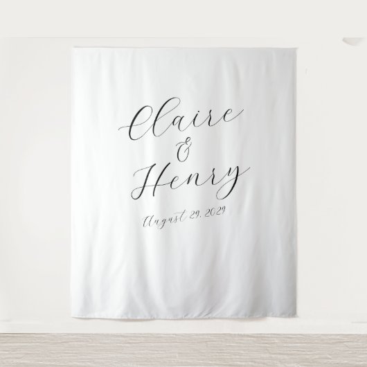 Elegant Wedding Script Tapestry Backdrop タペストリー (正面)