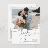 Elegant Wedding Script Thank You Photo ポストカード (正面/裏面)