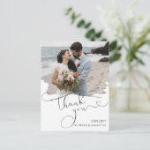 Elegant Wedding Script Thank You Photo ポストカード (スタンド正面)