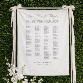 Elegant Wedding Seating Chart Alphabetical Fabric タペストリー