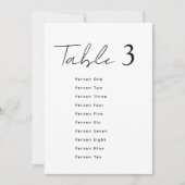 Elegant Wedding Table Number Script Seating Chart 招待状 (正面)