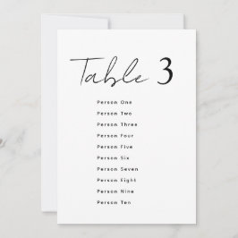 Elegant Wedding Table Number Script Seating Chart 招待状