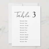 Elegant Wedding Table Number Script Seating Chart 招待状 (裏面)