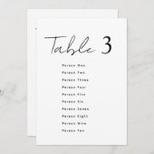 Elegant Wedding Table Number Script Seating Chart 招待状 (正面/裏面)