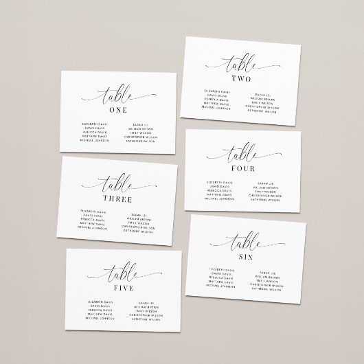 Elegant Wedding Table Number Seating Chart Cards 案内状