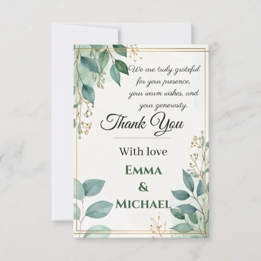 Elegant Wedding Thank You Card サンキューカード (正面)