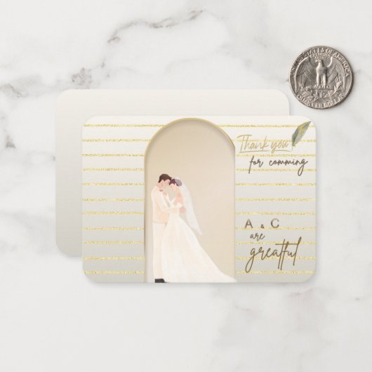 Elegant Wedding Thank You Card | 編集可能な花嫁 & ノートカード (正面/裏面インサイチュ)